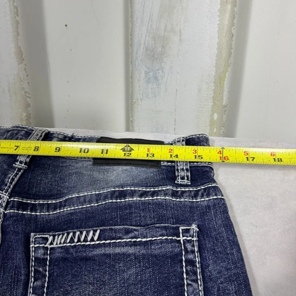 True Luck Mens Straight Leg‎ Jeans Blue Faded Denim Whisker 5-Pocket Size 30/30